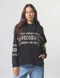 Sweatshirts: Stella + Gemma Newport Hoodie | Black Leopard Icon Stripe