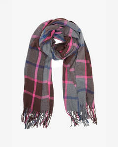 Chocolate Plaid Scarf | Pink & Blue