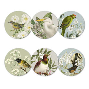 NZ Birds & Botanicals Coasters | Set of 6