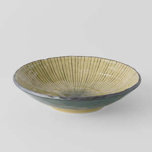 Japanese  Large Converging Shallow bowl | Green