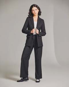 Peruzzi-Pinstripe Trouser | Black