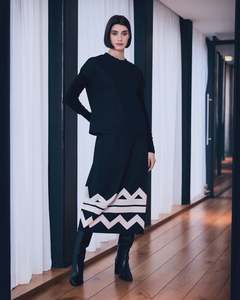 Peruzzi- Zig Zag Skirt | Black/Ecru