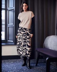 Peruzzi-Jacquard Print Skirt | Sand/Black