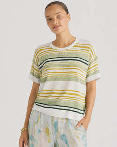 LD + Co Stripe Lace Top | White