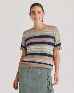LD + Co Stripe Lace Top | Natural