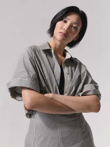 Shirts Tops 1: Marco Polo Mono Stripe Overshirt | Black Stripe