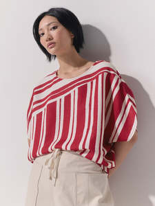 Marco Polo Inverse Stripe Top | Terracotta