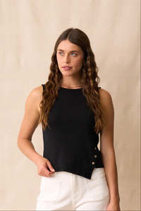 Tees Tanks: Neris Noah Side Button Tank | Black