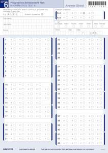 NZCER PAT Mathematics Test 6 Answer Sheet