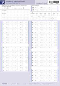 NZCER PAT Mathematics Test 5 Answer Sheet