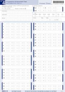 NZCER PAT Mathematics Test 4 Answer Sheet