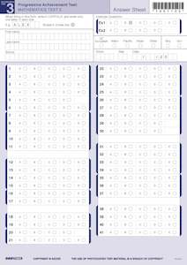 Nzcer: NZCER PAT Mathematics Test 3 Answer Sheet