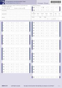 Nzcer: NZCER PAT Mathematics Test 2 Answer Sheet