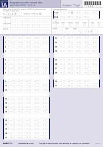 Nzcer: NZCER PAT Mathematics Test 1A Answer Sheet