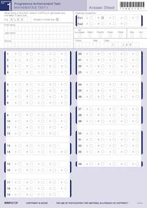 Nzcer: NZCER PAT Mathematics Test 1 Answer Sheet