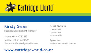 Cartridge World: Cartridge World Business Card Kirsty Swan