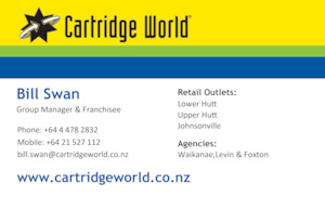 Cartridge World Business Card Bill Swan