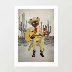 Art Print: 'Y’all Ready for This - Cat in the Desert' Art Print by Vertigo Artography