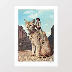Art Print: 'Cat Lone Ranger' Art Print by Vertigo Artography