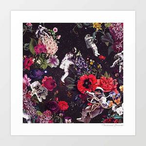 Space: 'Flowers and Astronauts' Art Print by Vertigo Artography