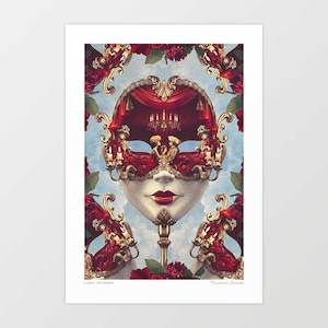 Floral: 'Floral Decadence' Venetian Mask Art Print by Vertigo Artography