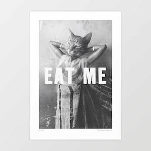 Animals: 'Eat Me - Cat Portrait' Art Print by Vertigo Artography