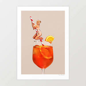 Food 1: 'Retro Orange Spritz Cocktail' Art Print by Vertigo Artography