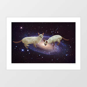 Space: 'Interstellar Lickers - Milky Cat Lap' Art Print by Vertigo Artography
