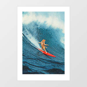 'Meowmi Vice - Surfing Ginger Cat' Art Print by Vertigo Artography | R&hellip;