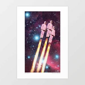 'Pink Rockets' Art Print by Vertigo Artography | Surreal Retro Space P&hellip;