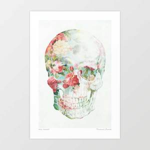 'Skull Bouquet' Art Print by Vertigo Artography | Romantic Rose Floral&hellip;