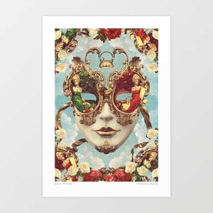 'Floral Opulence' Venetian Mask Art Print by Vertigo Artography | Baro&hellip;