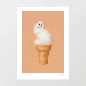 'Cat Ice Cream - Peach' Art Print by Vertigo Artography | Fluffy Felin&hellip;