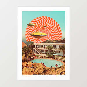 'Cosmic UFO Pool Party' Art Print by Vertigo Artography | Retro Kitsch&hellip;