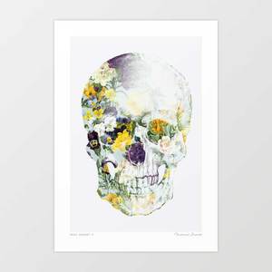 'Skull Bouquet B' Art Print by Vertigo Artography | Botanical Floral S&hellip;