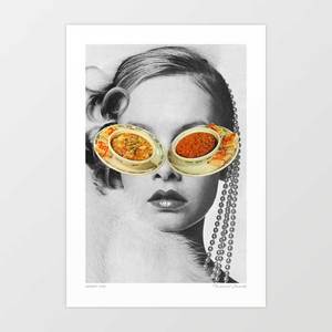 Icons: 'Hungry Eyes' Art Print by Vertigo Artography | Surreal 1960s Mod Fashion Food Kitsch Pop Art Wall Art