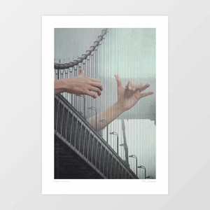 Allartprints: 'Melodic Bridge - Harp' Art Print by Vertigo Artography | Surreal Music Bridge Coastal Moody Wall Art