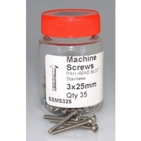 Products: Machine Screw 3x25mm Stainless 304 Pan Slot 35jar