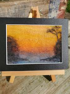 anniversary gift: Sunrise on the beach Waiake painting merino wool on a silk