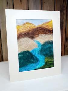 abstract design: River Scenic, Landscape Collection, Wool and Silk Painting 10 x 8 inch