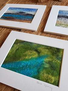 abstract design: Blue Spring, Landscape Collection, Wool & Silk Painting 8 x 6 inch