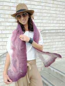 Color of plum, dusty pink scarf. Wet merino and silk felted amazing piece in war&hellip;