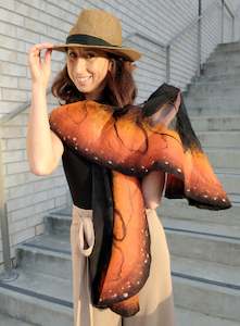 Soft nunofelted scarf Monarch Butterfly inspired by nature, amazing piece in war&hellip;