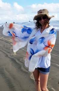 Spring scarf with Little Blue and Orange Butterflies, soft, light, cozy, versati&hellip;