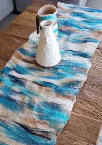 Double side table runner high quality hand made, coastal style, silk & merino wo&hellip;