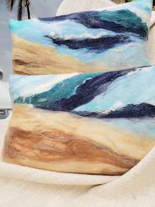 Ocean Shore, Pillow handmade, few layers of silk & merino wool, beach lifestyle &hellip;