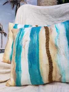 Coastal design at home, handmade Pillow Cover with natural silk & merino wool, o&hellip;