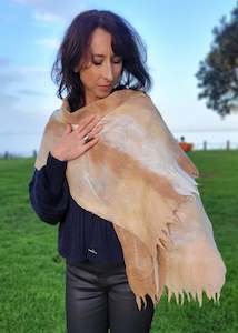 Shawl – Merino Wool & Silk in Beige and Cream, Cozy Wedding Wrap or Everyday E&hellip;