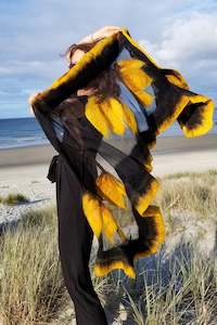 Yellow Tulips Shawl, Silk & Merino Wool Scarf, unique wearable art, Nuno felted
