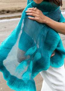 Emerald shawl, scarf, cape or bolero, nunofelted natural silk and thinnest in th&hellip;